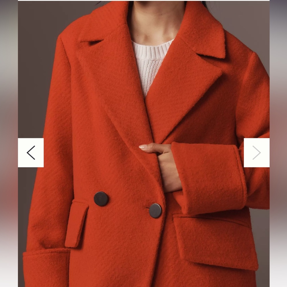 Anthropologie Rust Orange Long Wool Coat - Picture 2 of 5